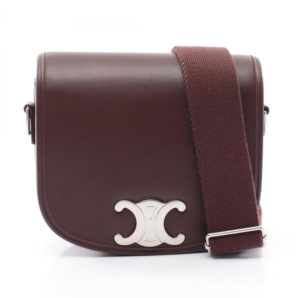 Celine CELINE Buzas Triomphe Shoulder Bag Handbag Leather Men's Brown 117883GAO